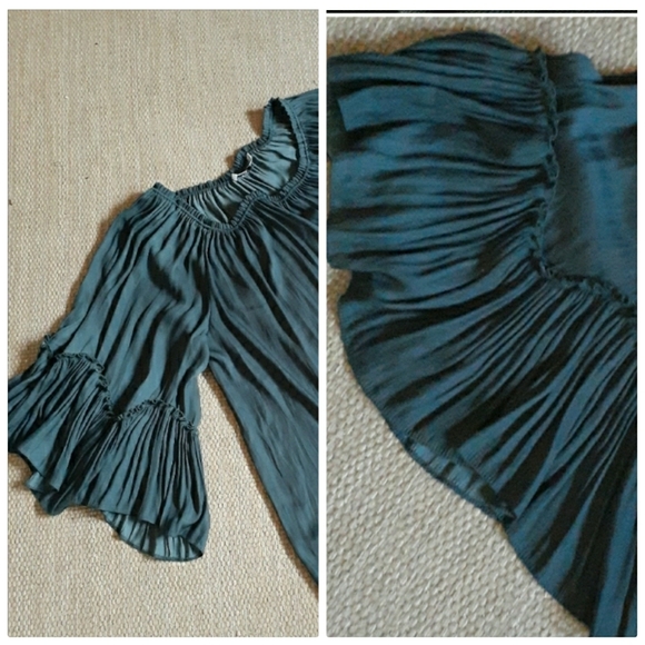 Halston Heritage Emerald Green Blouse S - Picture 2 of 4